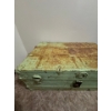 Image 3 : This is an antique green painted wood or metal steamer trunk or blanket chest. 