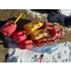 Image 1 : Pile of jerry cans including two diesel cans.