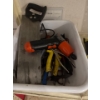 Image 1 : Bucket of hand tools, Black+Decker power screwdriver, brand new roll of rope and handsaw