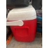 Image 6 : Camping items with a new in box propane fire pit, outland fire bowl, small cooler, vintage cooler, c