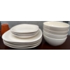 Image 2 : White Plain-Jane Dish Set W/IKEA Orange Mugs ( Setting For Four)