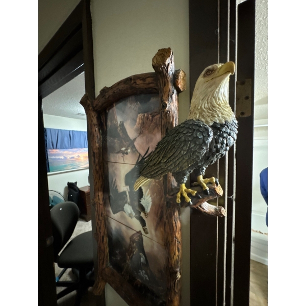 This is a "Guardians of the Canyon" eagle collector plate display from The Bradford Exchange, featur