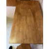 Image 2 : Wood dining table with turned legs and single drawer, includes two matching wooden spindle-back chai