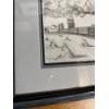 Image 5 :  framed black and white pen and ink drawing of a steam locomotive, titled "The Driving Force".
It is