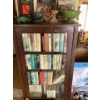 Image 1 :  Books, bookshelf, glass, bird figures. All books and bookshelf included, including box of books in 
