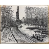 Image 1 :  detailed pen-and-ink drawing titled "Road in the Swamp" by artist Floyd Sonnier, a prominent Cajun 