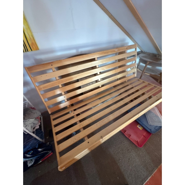 Wood slat folding futon, mattress not included