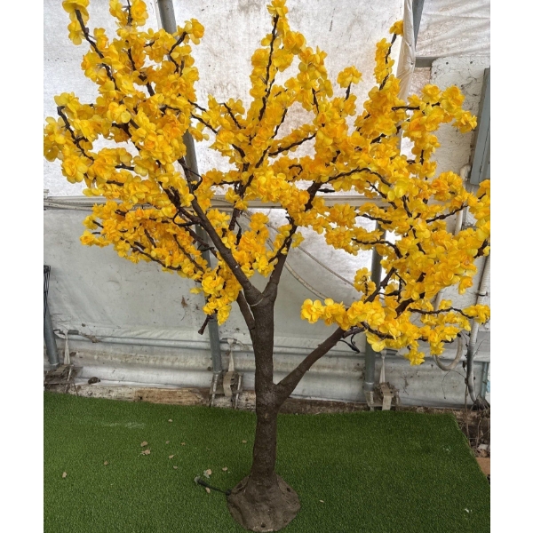 8 ft Faux Yellow Ginkgo Blossom Tree w/Lights (Needs Proper Cord)