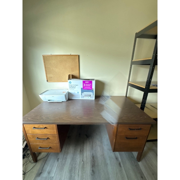 Computer desk 30 inches deep, 60 inches wide, 29 inches high, with 5 drawers