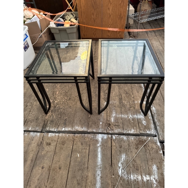 2 NICE STEEL AND GLASS LIVINGROOM SIDE TABLES 