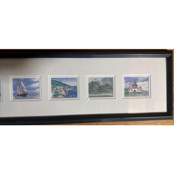 framed collection of four signed watercolor prints by Canadian artist Jin Rong Chen, featuring Nova 