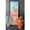 Image 1 : Framed Tuscany Landscape Acrylic Painting w/Collectible Glass Vase & Terracotta Style Vase