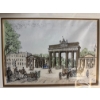 Image 1 : framed ink and watercolor drawing depicting the historic Brandenburg Gate in Berlin, Germany. 