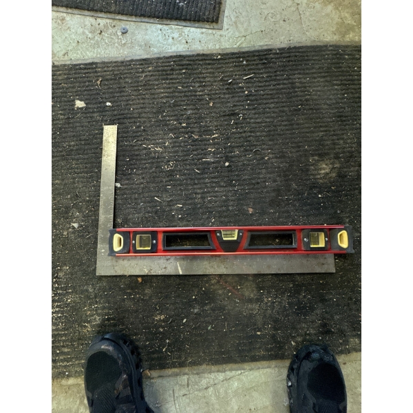 Husky level and two foot square.