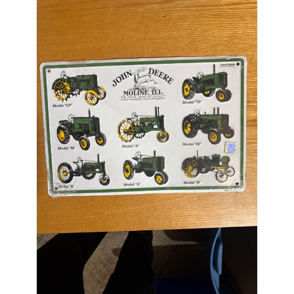 decorative John Deere metal tin sign