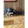 Image 1 : vintage mid-century modern (MCM) black ceramic panther figurine with green "jewel" eyes and a paint
