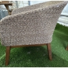 Image 5 : Mid Century Modern Style Outdoor Living Wicker Furniture w/Cushions  Two Seater Sofa & Two Arm Chair