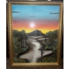 Image 1 : Southwestern Oil Painting Scene Bob Ross Inspired  17"x21"tall Unknown Artist
