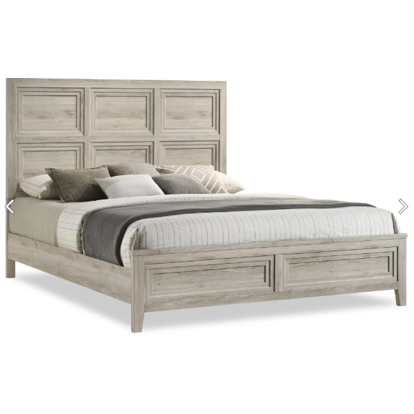 Lara Panel Bed with Headboard & Frame, Antique Grey - Queen Size FROM THE BRICK BRAND NEW