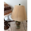 Image 9 : Porcelain table lamp featuring two handles, gold accents, and a classical painted pastoral scene. La