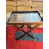 Image 1 : Very nice wooden TV tray with steel handles.