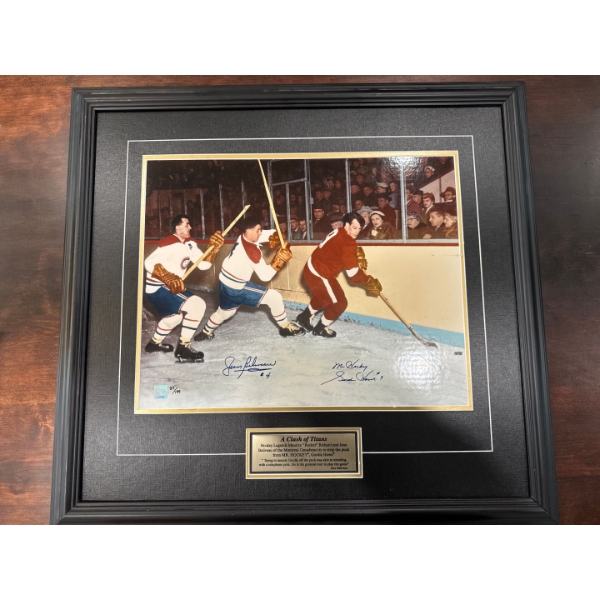  framed sports collectible is titled "A Clash of Titans" and features autographed images of hockey l