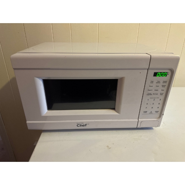 MasterChef microwave. 17 inches wide by 10 inches tall by 11 and a half inches deed