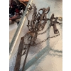Image 4 : One metal blow torch with a wooden handle, one ribbed metal oil or fuel can, and a group of metal an