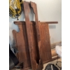 Image 3 : Disassembled wooden bed frame including headboard, footboard, and side rails. The frame shows wear a