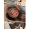 Image 2 : White metal bucket, red metal can with handle, three shovels, spring-handled tongs, and a metal grea