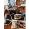 Image 3 : Various hand tools with wood handles such as brace drills, a manual meat grinder, and additional mix