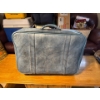 Image 1 :  vintage leather suitcase with smaller compatible suitcase inside.