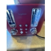 Image 3 : A Longdeem 4-Slice Toaster in red. Features dual independent control panels, allowing you to toast f