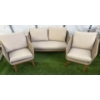 Image 1 : Mid Century Modern Style Outdoor Living Wicker Furniture w/Cushions  Two Seater Sofa & Two Arm Chair
