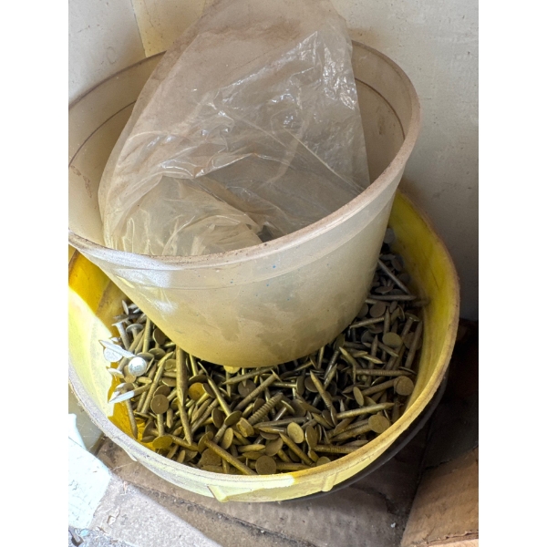 Fram XG3786 filter, air filter filters, sandpaper, copper tubing, nails, buckets of nails all items 