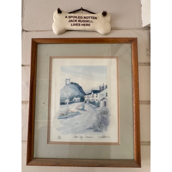 This framed artwork is a limited edition watercolor print titled "Helm Crag - Grasmere" by artist Ge