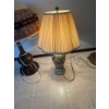Image 5 : Porcelain table lamp featuring two handles, gold accents, and a classical painted pastoral scene. La