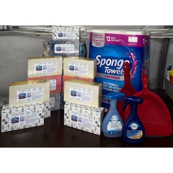 Brand New Kleenex & Sponge Towel Package w/ Febreeze Sprays & Dustpans