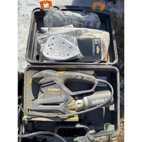  Rona branded corded detail sander, likely a 1.4A model, designed for finishing tasks and reaching t