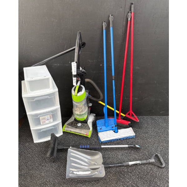 Bissell Power Groom Rewind One pass Technology Upright Vaccuum w/Broom, Mop, Storage Container & Mor