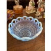 Image 3 :  Vintage imperial glass Katy blue laced edge bowl opals lesson depression, glass dates back to the e