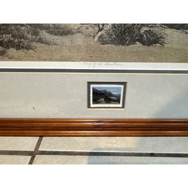 framed limited edition signed and numbered print titled "King of the Mountain" by artist Marten Viss