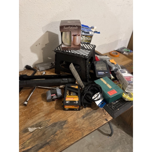 Miscellaneous items, Torque wrench, Tire iron, Warrior 29 piece titanium drill bit set with another 