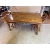 Image 6 : Wood dining table with turned legs and single drawer, includes two matching wooden spindle-back chai