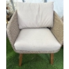 Image 3 : Mid Century Modern Style Outdoor Living Wicker Furniture w/Cushions  Two Seater Sofa & Two Arm Chair