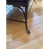 Image 3 :  Rustic wooden coffee table featuring a hinged top for storage and metal accents.   