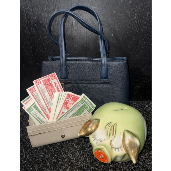 Women's Wallet & Handbag/Purse/Bag & Glass Vintage Piggy Bank
