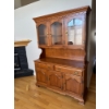 Image 2 :  vintage hardwood china cabinet hutch with a classic two-piece design, featuring scalloped crown mol