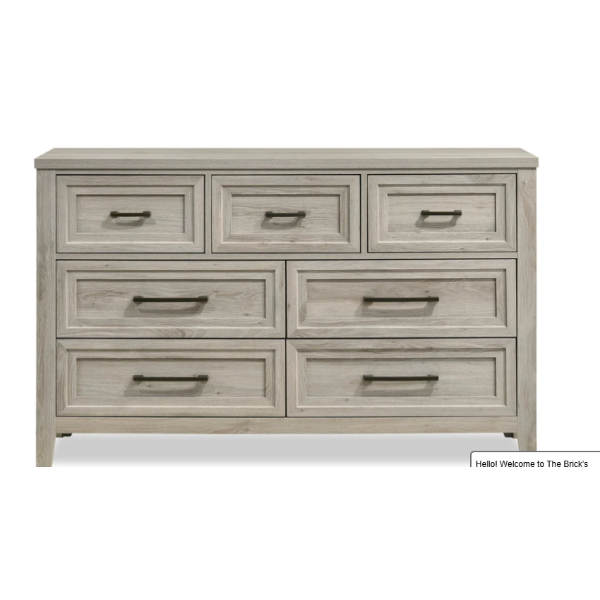 Lara Bedroom 7-Drawer Dresser, 60.6"W x 38"H - Antique Grey