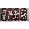 Image 1 : vintage set of four Vietnamese red lacquer wall panels featuring mother-of-pearl inlay work. 